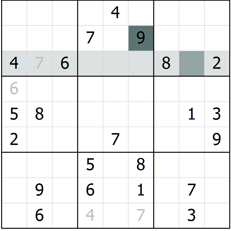 Position des candidats pour la solution de la Gr 7 page 10 du magazine de sudoku Platina n° 038