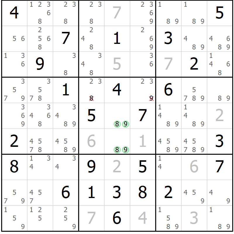 Position des candidats pour la solution de la Gr 71 page 74 du magazine de sudoku Platina n° 038