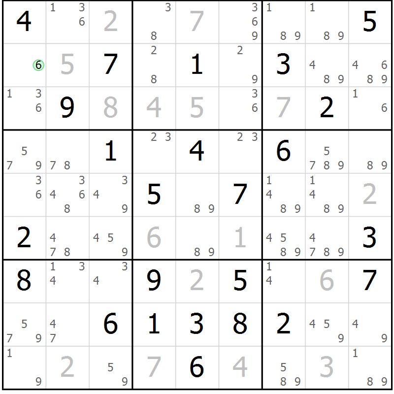 Position des candidats pour la solution de la Gr 71 page 74 du magazine de sudoku Platina n° 038