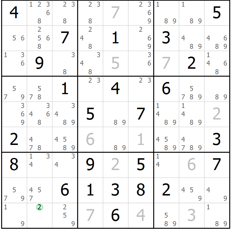 Position des candidats pour la solution de la Gr 71 page 74 du magazine de sudoku Platina n° 038