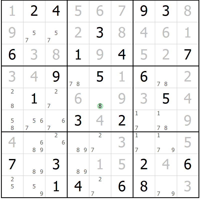 Position des candidats pour la solution de la Gr 72 page 75 du magazine de sudoku Platina n° 038
