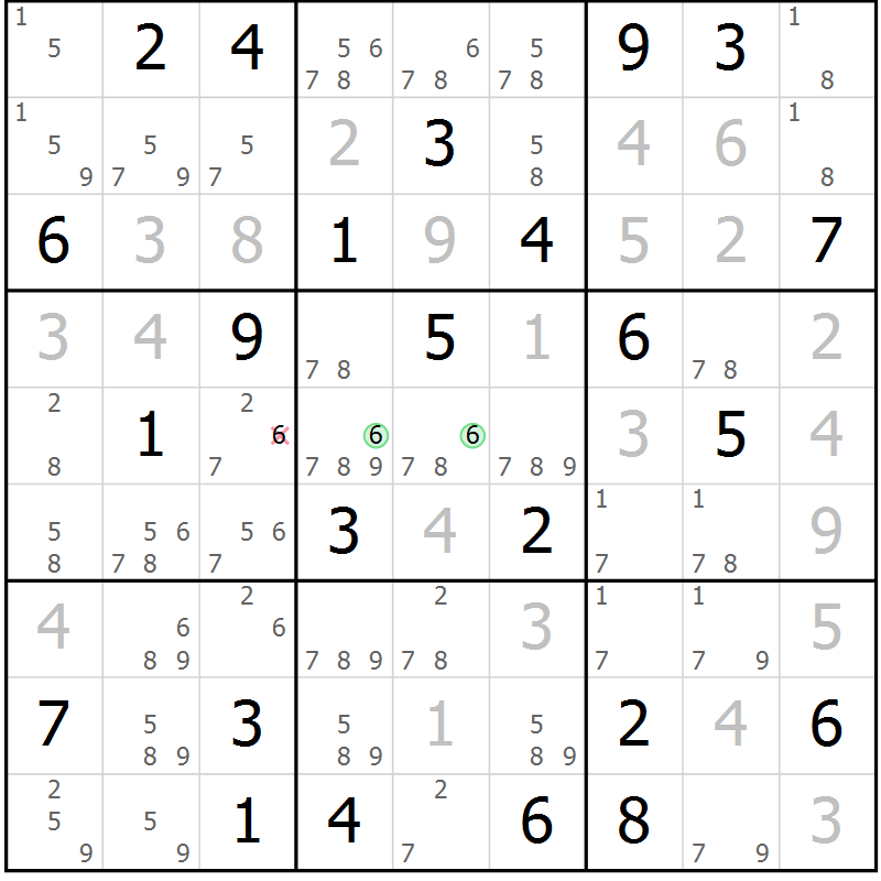 Position des candidats pour la solution de la Gr 72 page 75 du magazine de sudoku Platina n° 038
