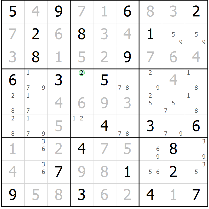 Position des candidats pour la solution de la Gr 73 page 76 du magazine de sudoku Platina n° 038