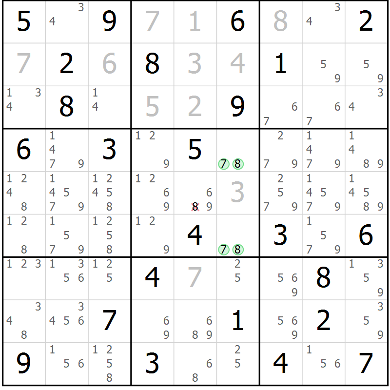 Position des candidats pour la solution de la Gr 73 page 76 du magazine de sudoku Platina n° 038