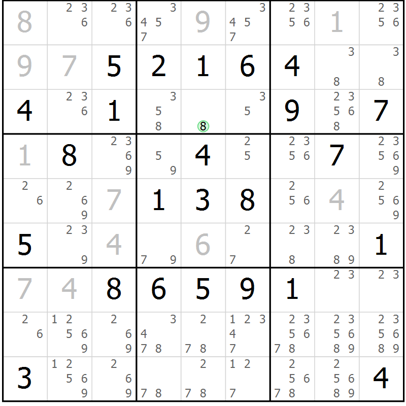 Position des candidats pour la solution de la Gr 77 page 80 du magazine de sudoku Platina n° 038