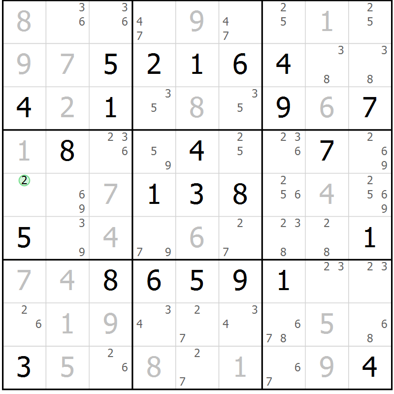 Position des candidats pour la solution de la Gr 77 page 80 du magazine de sudoku Platina n° 038