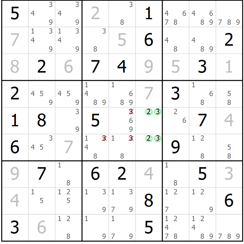 Position des candidats pour la solution de la Gr 78 page 81 du magazine de sudoku Platina n° 038