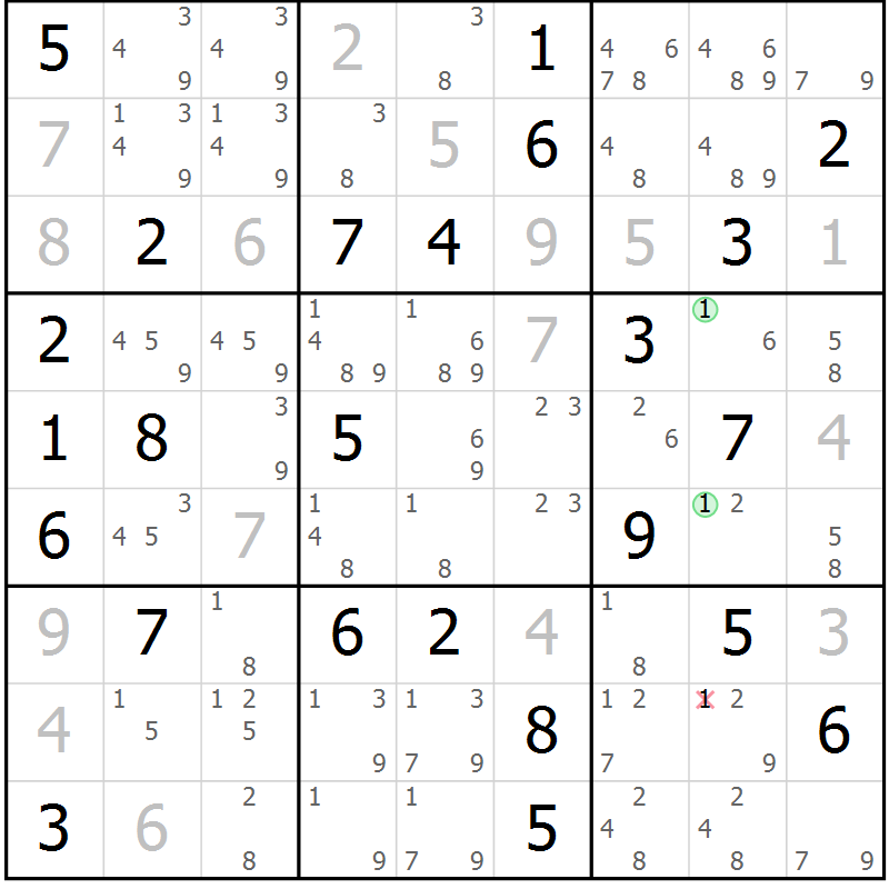 Position des candidats pour la solution de la Gr 78 page 81 du magazine de sudoku Platina n° 038