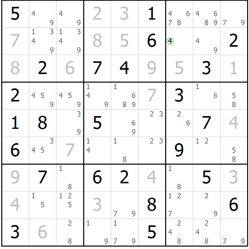 Position des candidats pour la solution de la Gr 78 page 81 du magazine de sudoku Platina n° 038