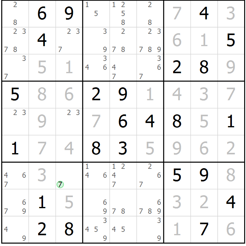 Position des candidats pour la solution de la Gr 79 page 82 du magazine de sudoku Platina n° 038