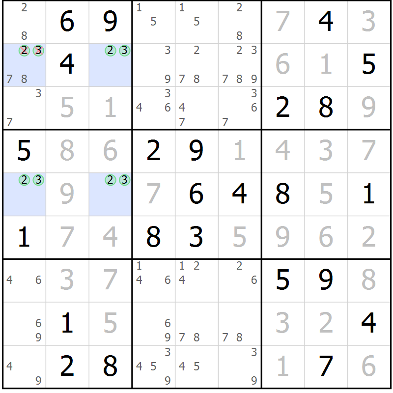 Position des candidats pour la solution de la Gr 79 page 82 du magazine de sudoku Platina n° 038