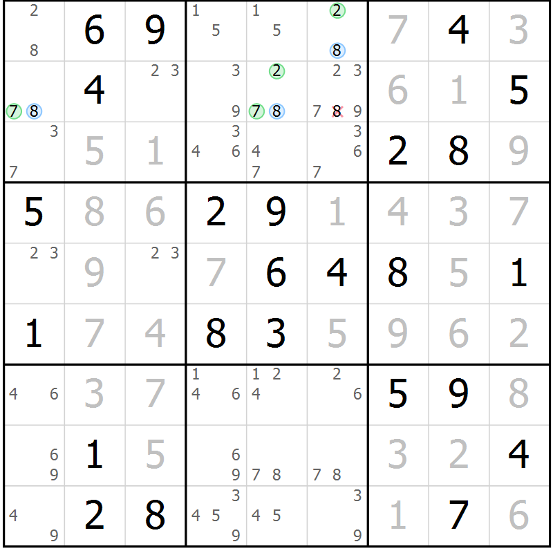 Position des candidats pour la solution de la Gr 79 page 82 du magazine de sudoku Platina n° 038