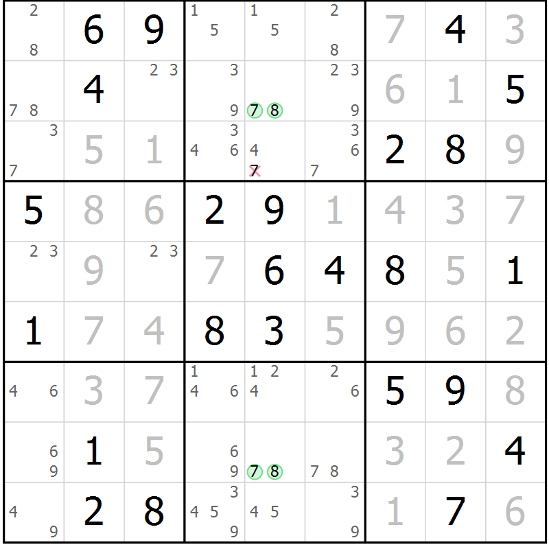 Position des candidats pour la solution de la Gr 79 page 82 du magazine de sudoku Platina n° 038