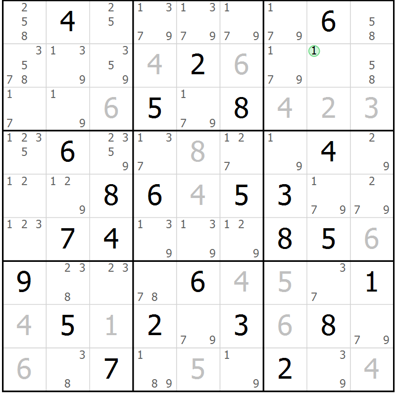 Position des candidats pour la solution de la Gr 84 page 87 du magazine de sudoku Platina n° 038