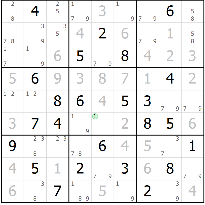 Position des candidats pour la solution de la Gr 84 page 87 du magazine de sudoku Platina n° 038