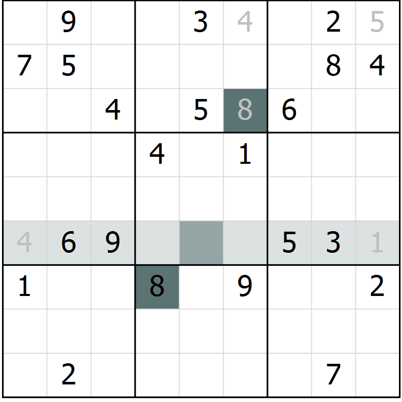Position des candidats pour la solution de la Gr 9 page 12 du magazine de sudoku Platina n° 038