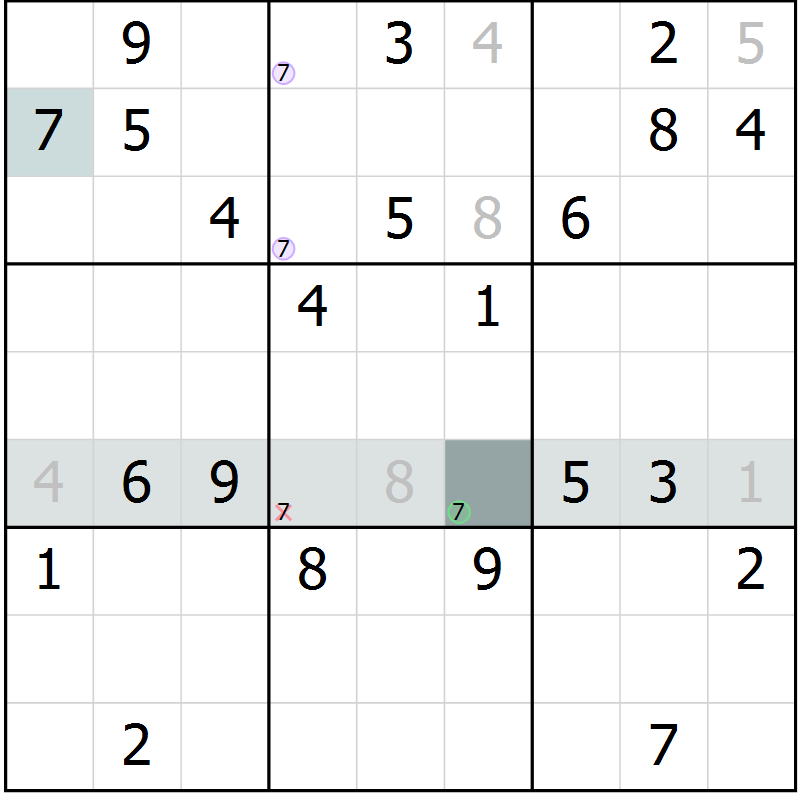 Position des candidats pour la solution de la Gr 9 page 12 du magazine de sudoku Platina n° 038