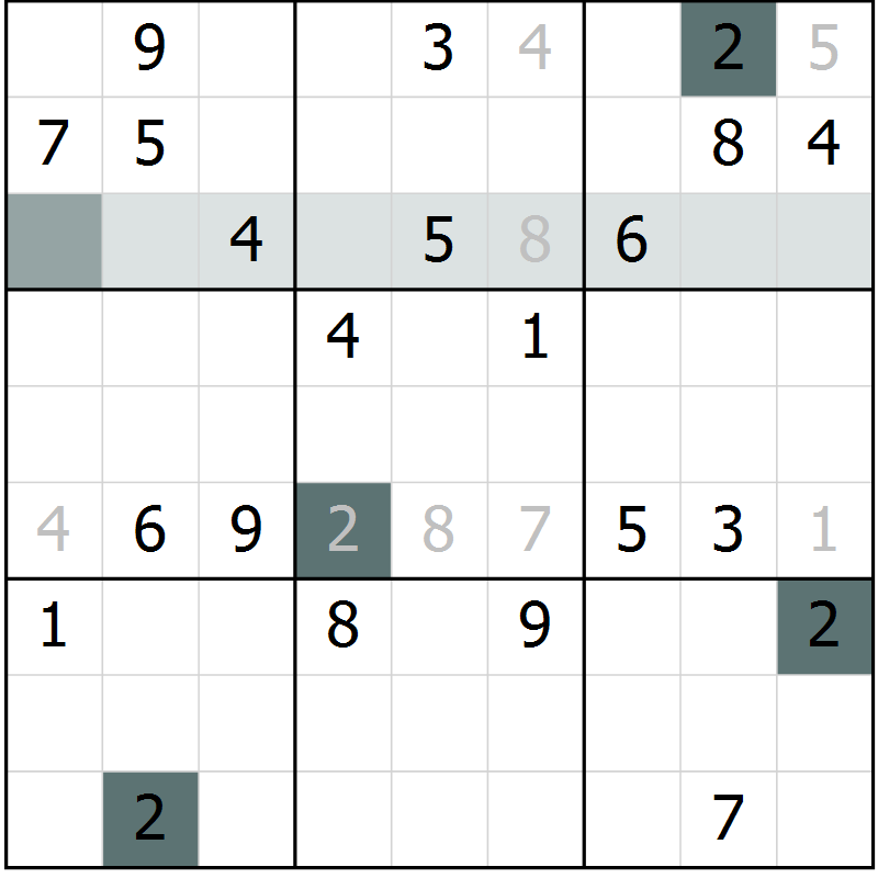 Position des candidats pour la solution de la Gr 9 page 12 du magazine de sudoku Platina n° 038