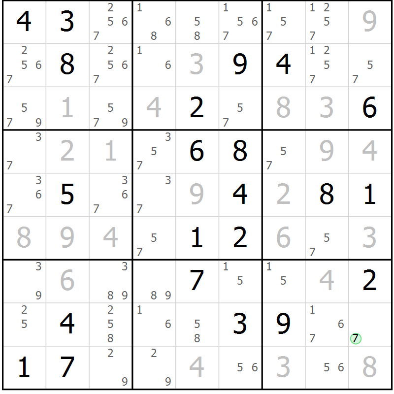 Position des candidats pour la solution de la Gr 1 page 4 du magazine de sudoku Virtuose n° 108