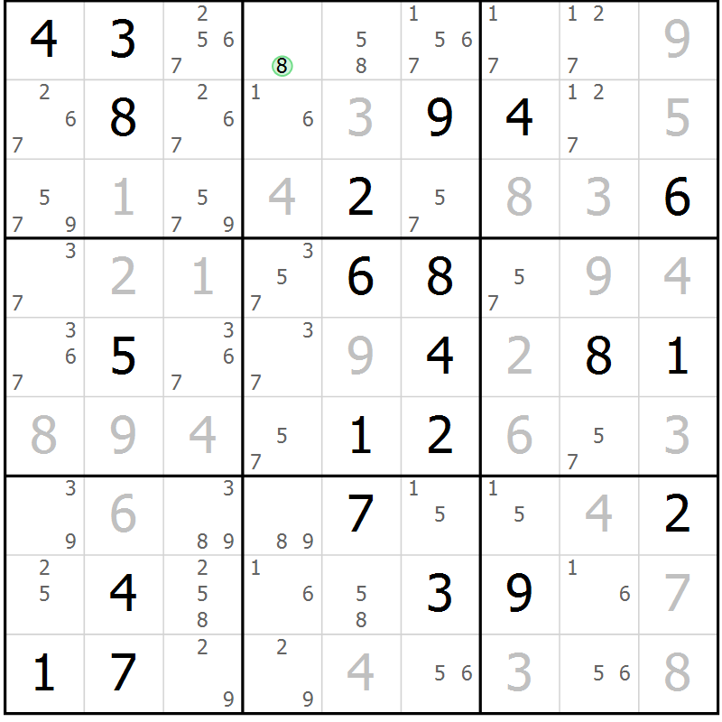 Position des candidats pour la solution de la Gr 1 page 4 du magazine de sudoku Virtuose n° 108