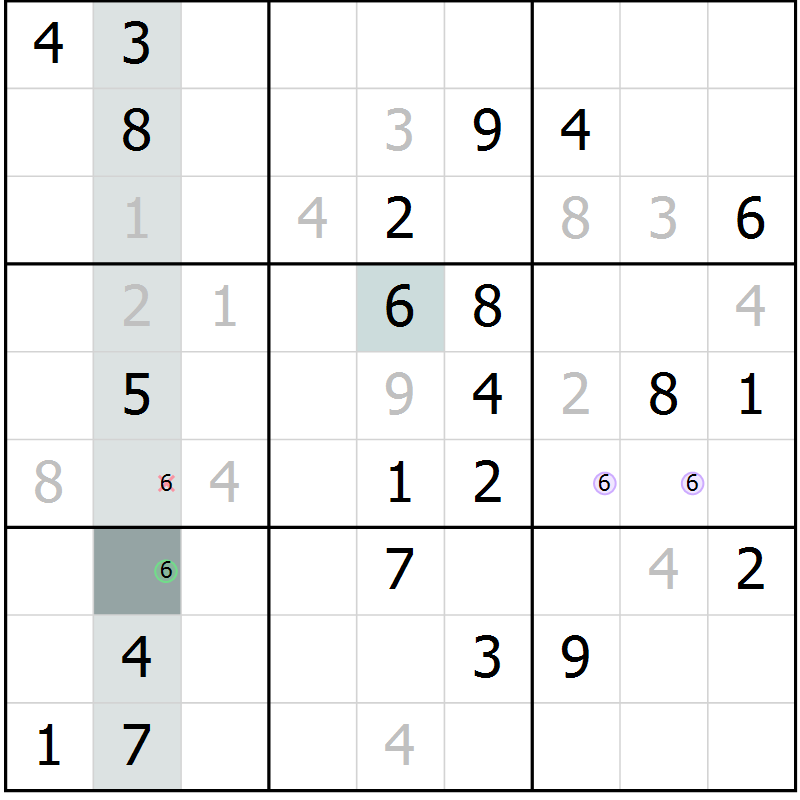 Position des candidats pour la solution de la Gr 1 page 4 du magazine de sudoku Virtuose n° 108