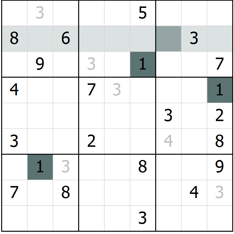 Position des candidats pour la solution de la Gr 10 page 13 du magazine de sudoku Virtuose n° 108
