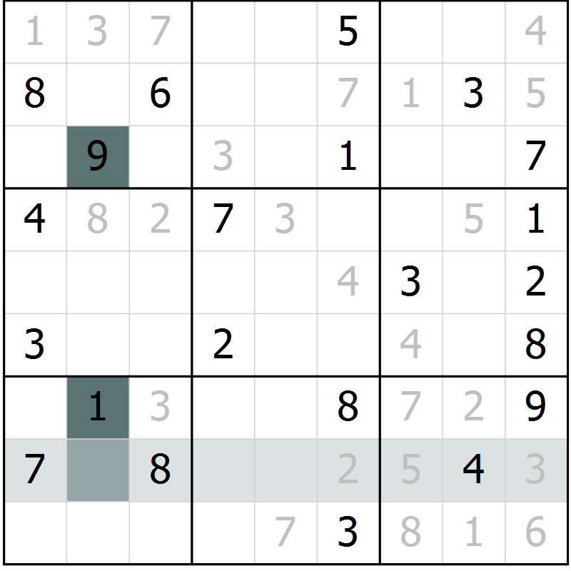Position des candidats pour la solution de la Gr 10 page 13 du magazine de sudoku Virtuose n° 108