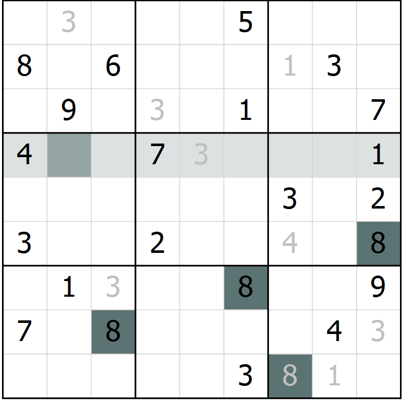 Position des candidats pour la solution de la Gr 10 page 13 du magazine de sudoku Virtuose n° 108