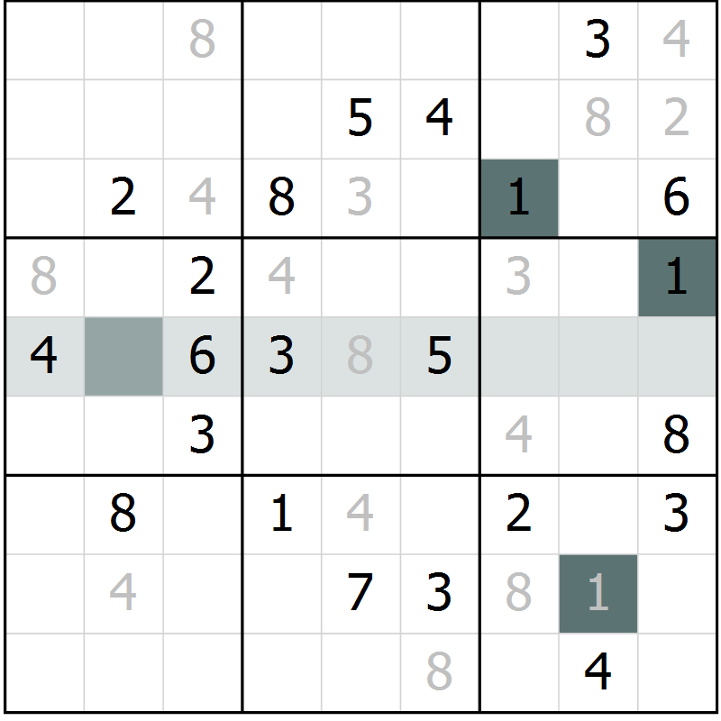 Position des candidats pour la solution de la Gr 11 page 14 du magazine de sudoku Virtuose n° 108