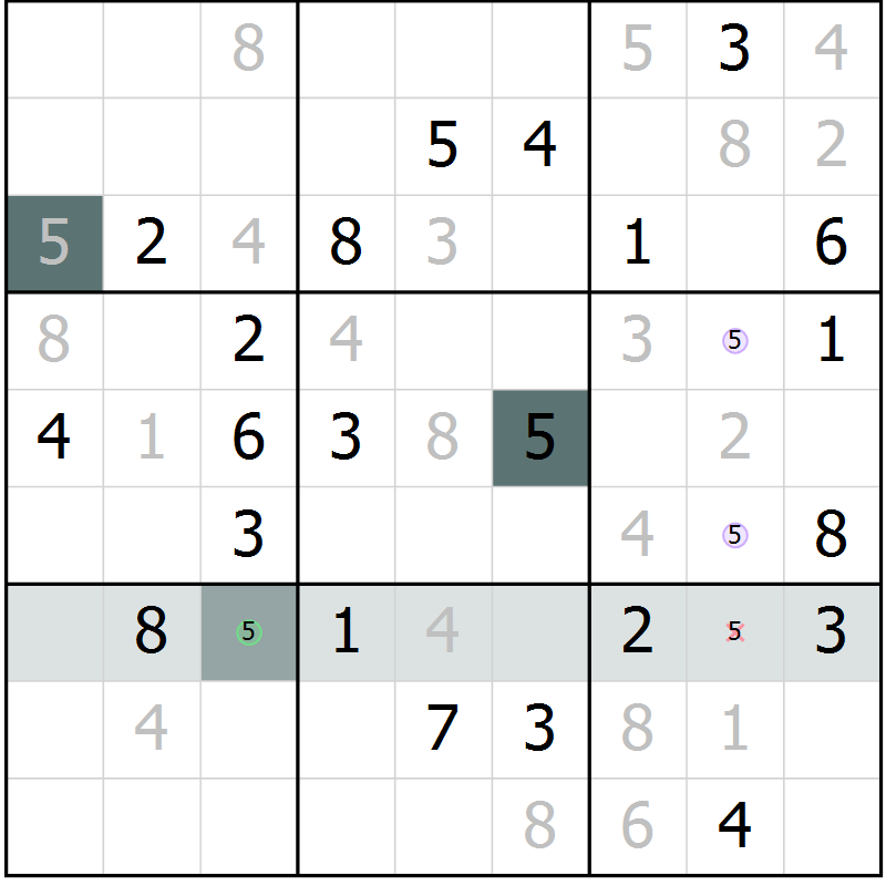 Position des candidats pour la solution de la Gr 11 page 14 du magazine de sudoku Virtuose n° 108