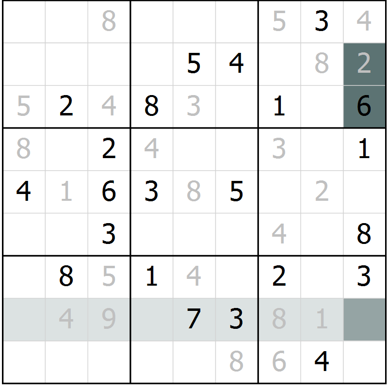 Position des candidats pour la solution de la Gr 11 page 14 du magazine de sudoku Virtuose n° 108