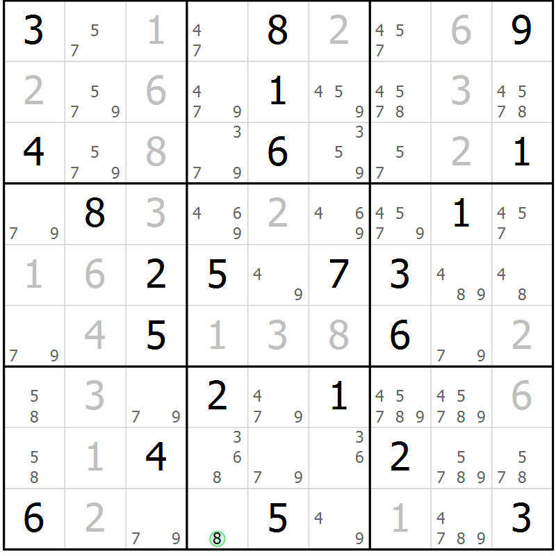 Position des candidats pour la solution de la Gr 16 page 19 du magazine de sudoku Virtuose n° 108