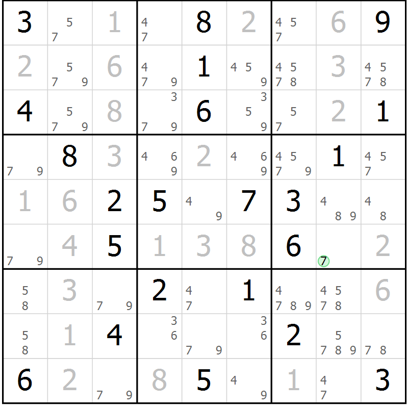 Position des candidats pour la solution de la Gr 16 page 19 du magazine de sudoku Virtuose n° 108
