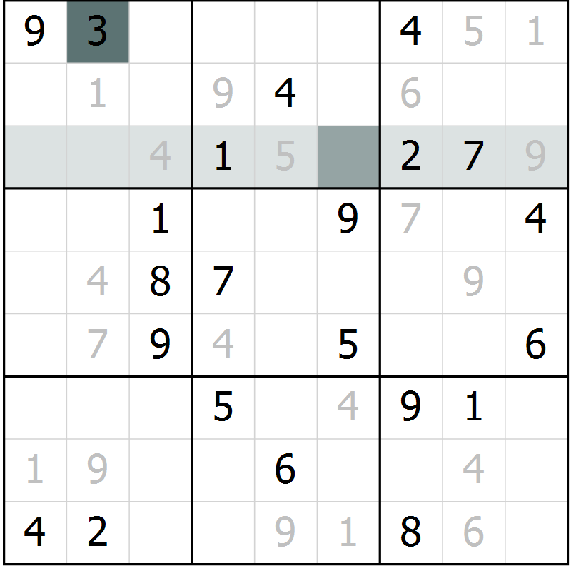 Position des candidats pour la solution de la Gr 2 page 5 du magazine de sudoku Virtuose n° 108