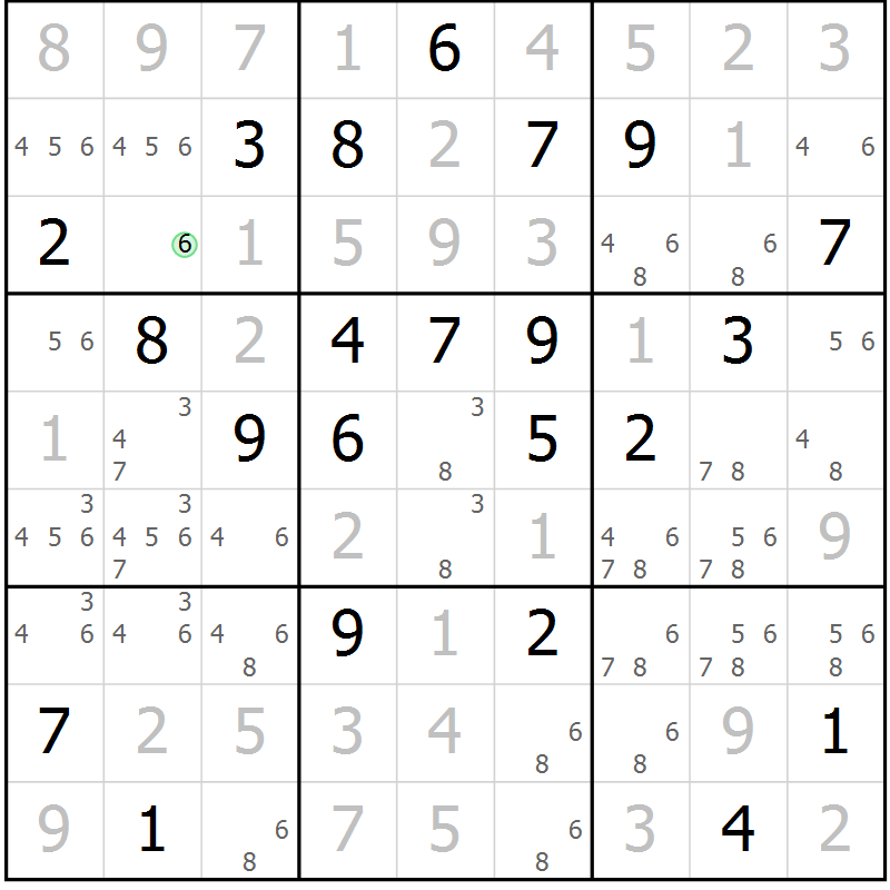 Position des candidats pour la solution de la Gr 20 page 23 du magazine de sudoku Virtuose n° 108