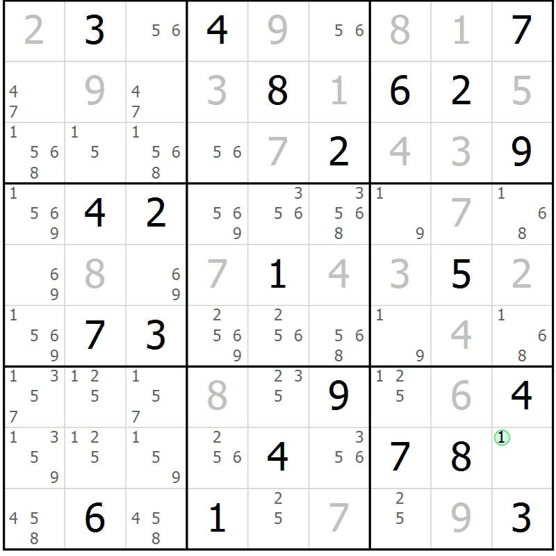 Position des candidats pour la solution de la Gr 21 page 24 du magazine de sudoku Virtuose n° 108