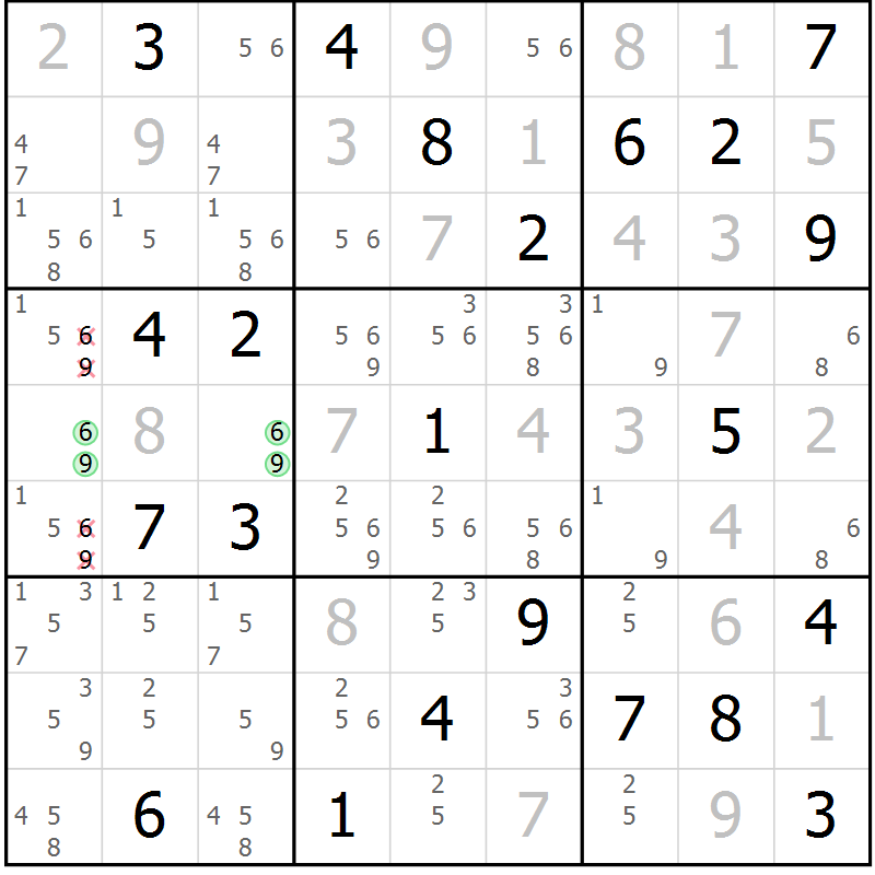 Position des candidats pour la solution de la Gr 21 page 24 du magazine de sudoku Virtuose n° 108