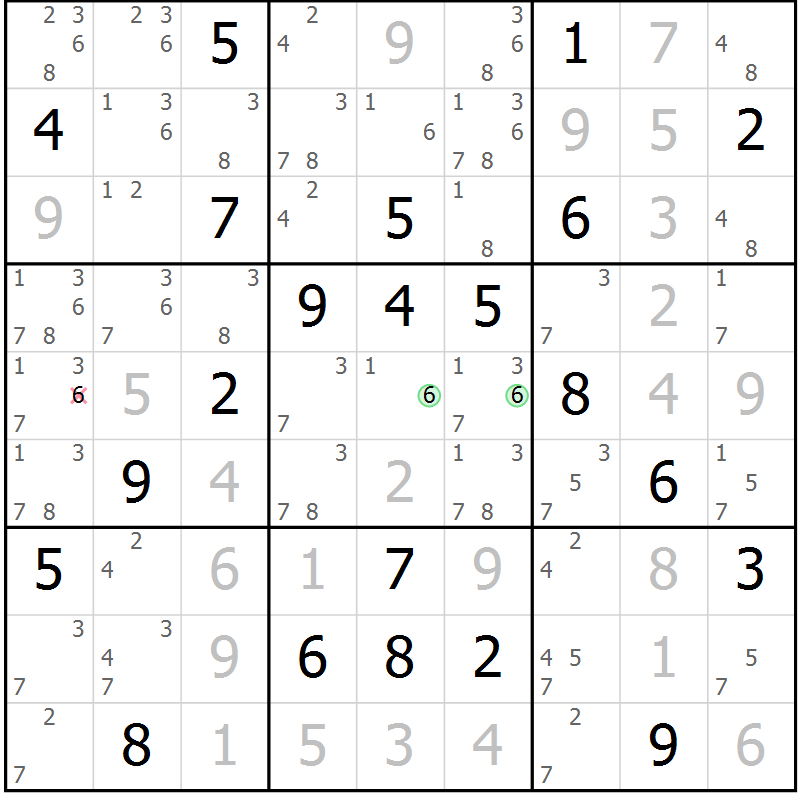 Position des candidats pour la solution de la Gr 22 page 25 du magazine de sudoku Virtuose n° 108