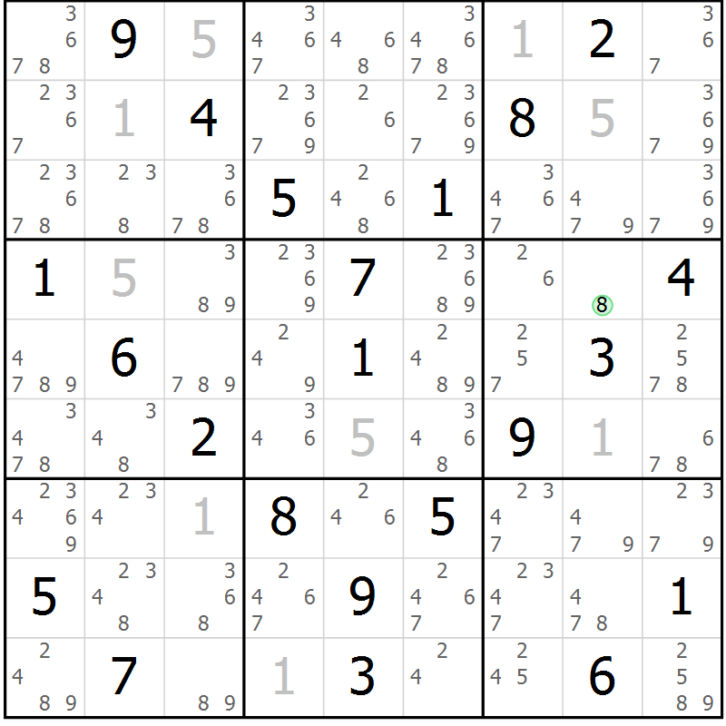 Position des candidats pour la solution de la Gr 24 page 27 du magazine de sudoku Virtuose n° 108