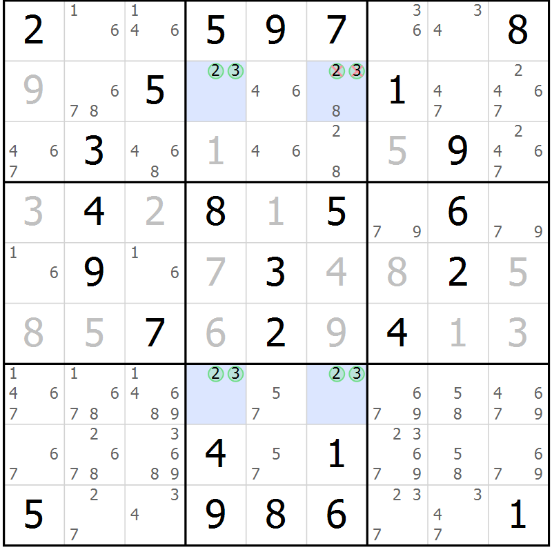 Position des candidats pour la solution de la Gr 26 page 29 du magazine de sudoku Virtuose n° 108