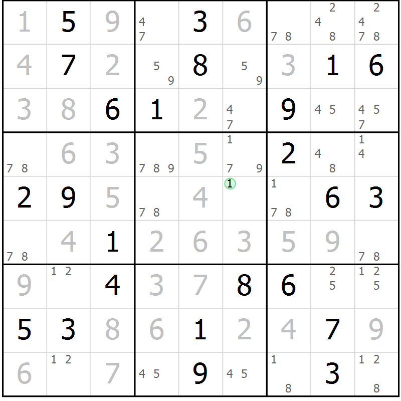Position des candidats pour la solution de la Gr 27 page 30 du magazine de sudoku Virtuose n° 108