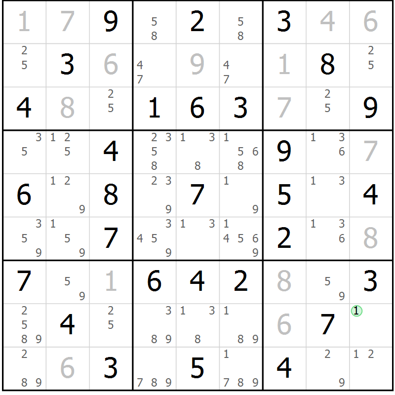 Position des candidats pour la solution de la Gr 28 page 31 du magazine de sudoku Virtuose n° 108