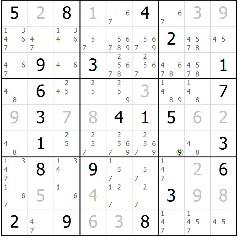 Position des candidats pour la solution de la Gr 3 page 6 du magazine de sudoku Virtuose n° 108