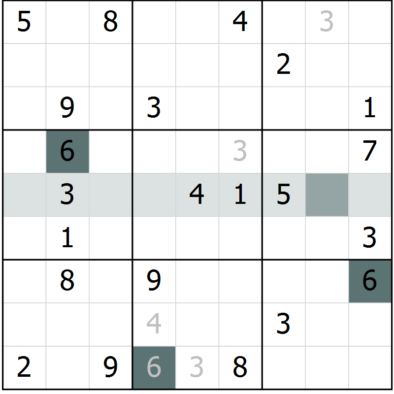 Position des candidats pour la solution de la Gr 3 page 6 du magazine de sudoku Virtuose n° 108
