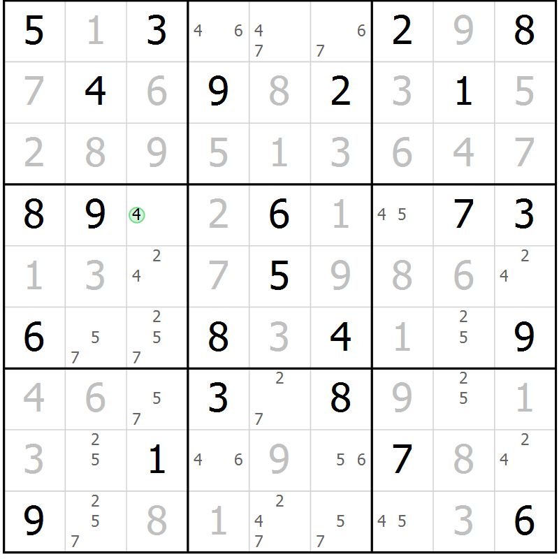 Position des candidats pour la solution de la Gr 30 page 33 du magazine de sudoku Virtuose n° 108