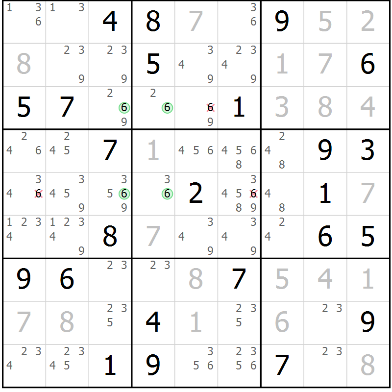 Position des candidats pour la solution de la Gr 31 page 34 du magazine de sudoku Virtuose n° 108