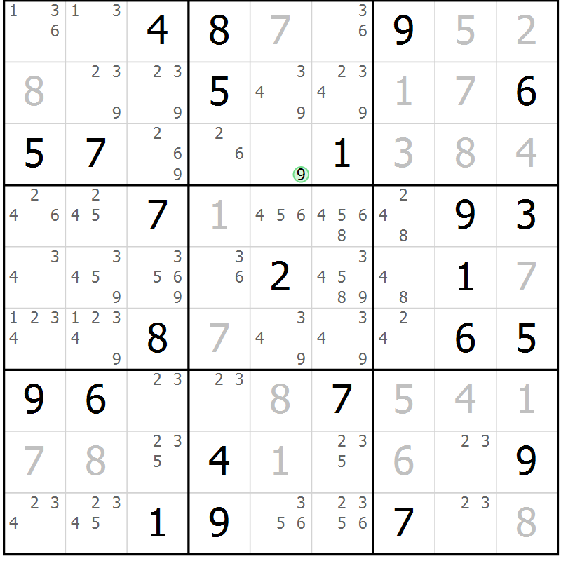 Position des candidats pour la solution de la Gr 31 page 34 du magazine de sudoku Virtuose n° 108