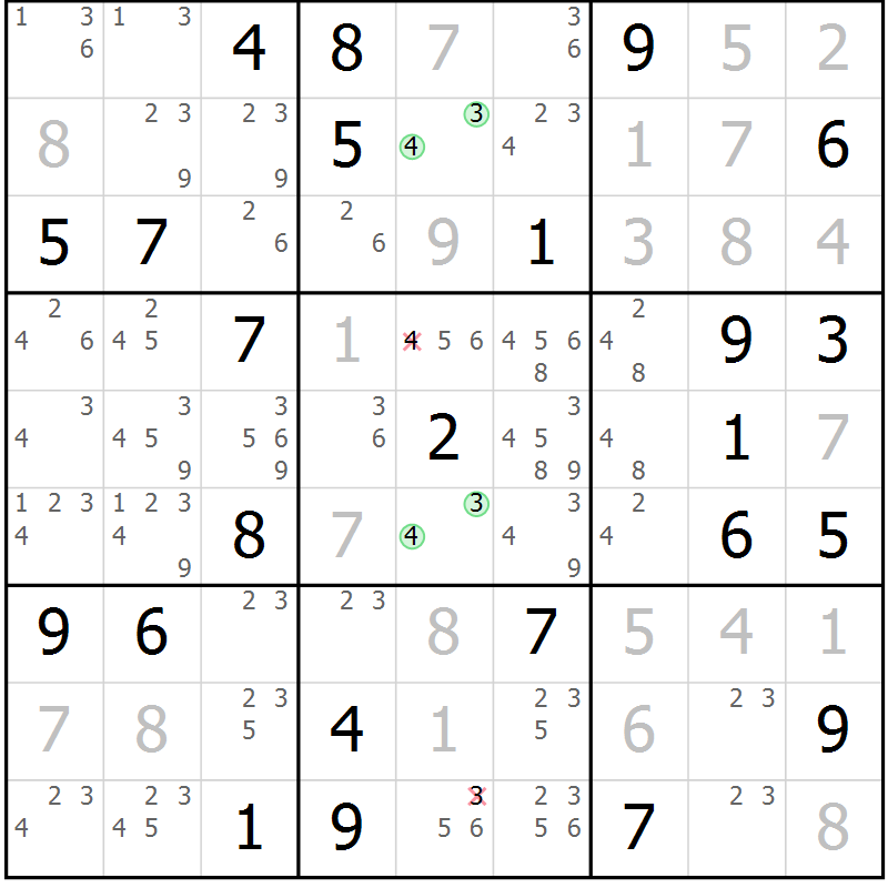 Position des candidats pour la solution de la Gr 31 page 34 du magazine de sudoku Virtuose n° 108