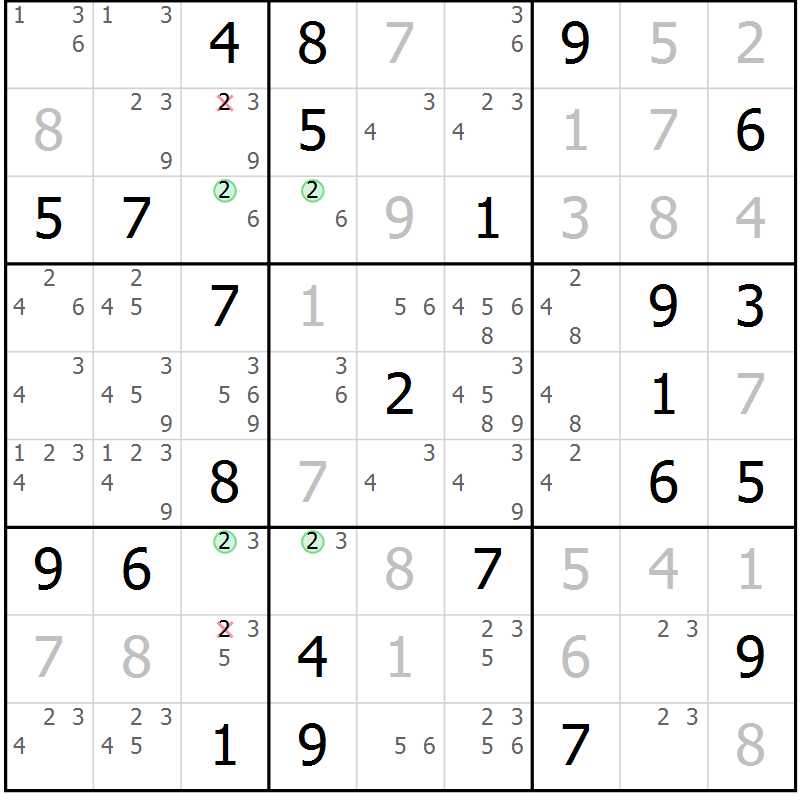 Position des candidats pour la solution de la Gr 31 page 34 du magazine de sudoku Virtuose n° 108