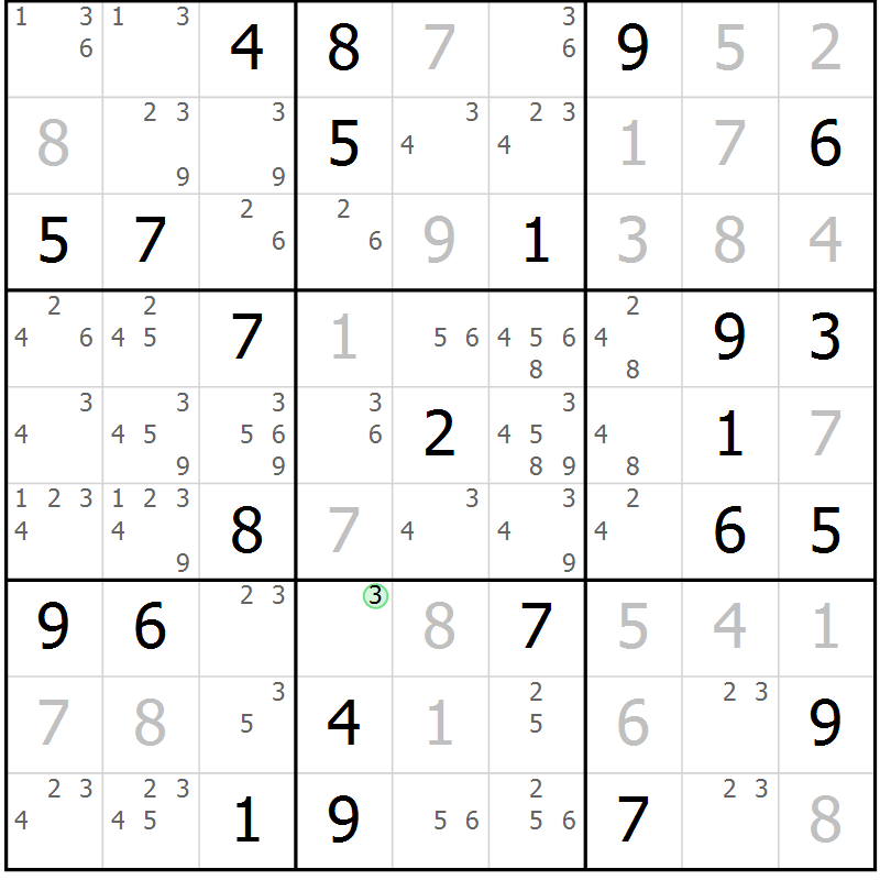 Position des candidats pour la solution de la Gr 31 page 34 du magazine de sudoku Virtuose n° 108